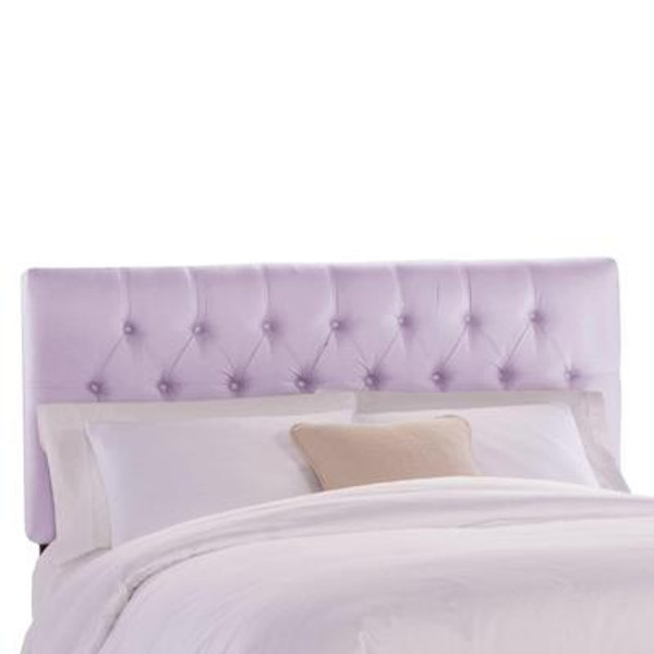 California King Tufted Headboard in Shantung Lilac