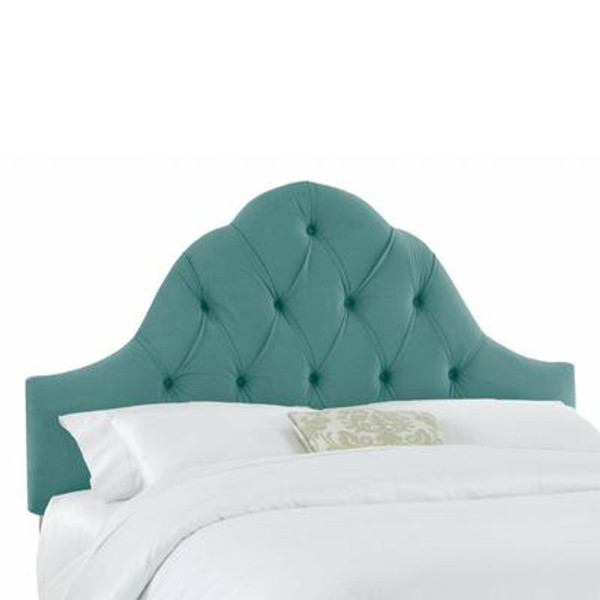 Upholstered King Headboard in Velvet Caribbean