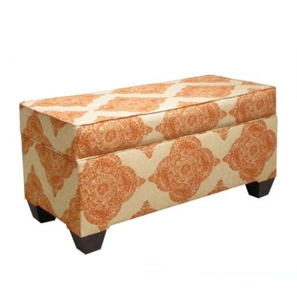 Upholstered Storage Bench in Mani Terracotta