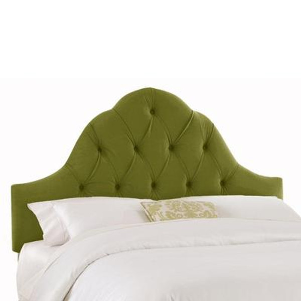 Upholstered Queen Headboard in Velvet Apple Green