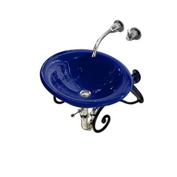 Iron Bell Vessels Above-Counter Or Wall-Mount Lavatory With Glazed Underside in Iron Cobalt