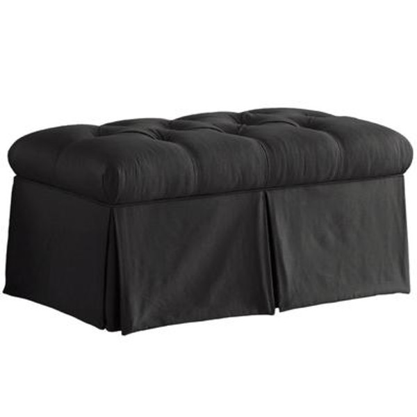 Skirted Storage Bench in Shantung Black