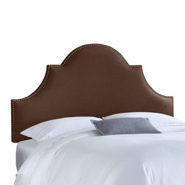 Upholstered Full Headboard in Linen Chocolate