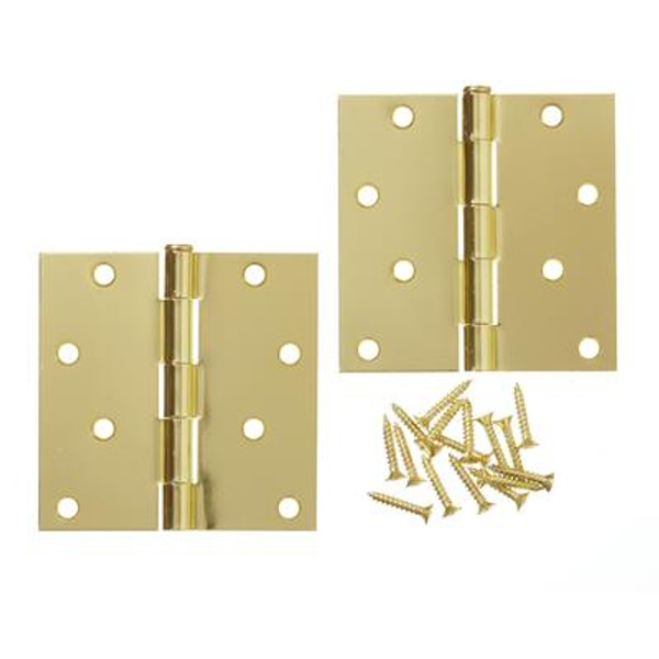 4 Inch  Polished Brass Door Hinge 2pk