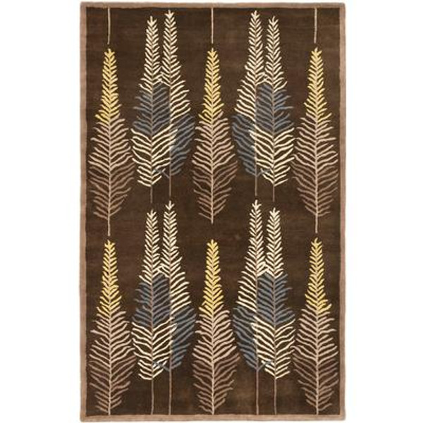 Handmade Leaf Dark Brown Rug - 5 Ft. x 8 Ft. 0 In.