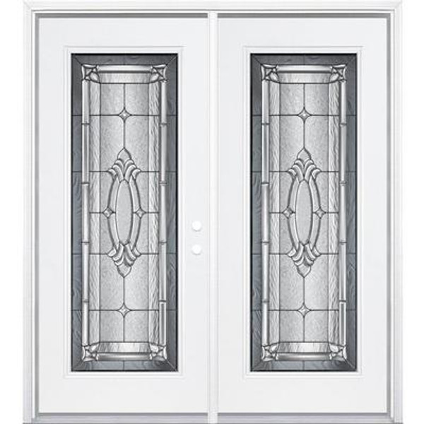 68''x80''x4 9/16'' Providence Antique Black Full Lite Left Hand Entry Door with Brickmould