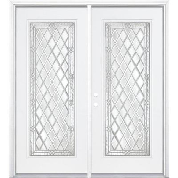 72''x80''x6 9/16'' Halifax Nickel Full Lite Right Hand Entry Door with Brickmould