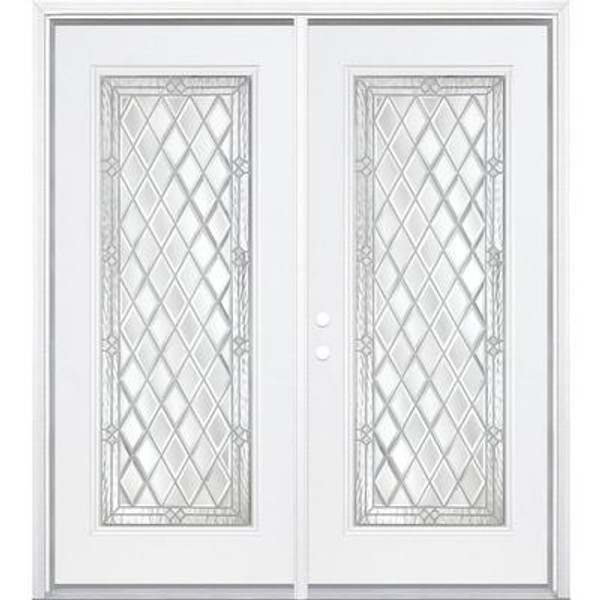 68''x80''x6 9/16'' Halifax Nickel Full Lite Right Hand Entry Door with Brickmould