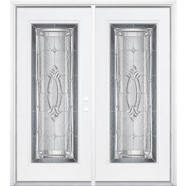 64''x80''x4 9/16'' Providence Nickel Full Lite Left Hand Entry Door with Brickmould