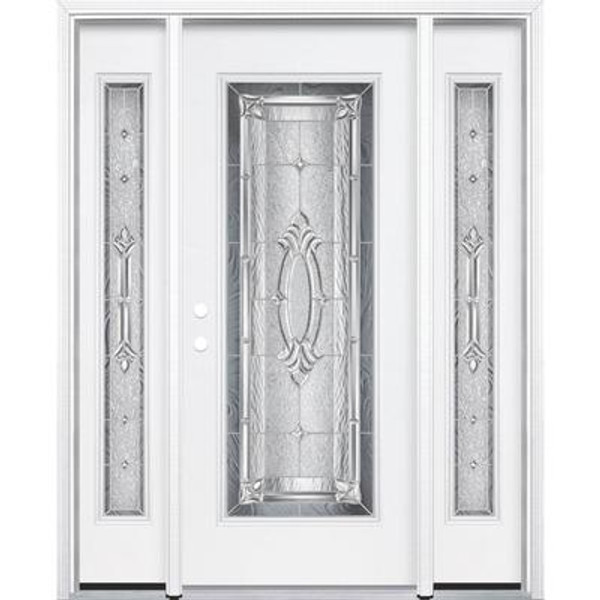 67''x80''x6 9/16'' Providence Nickel Full Lite Right Hand Entry Door with Brickmould