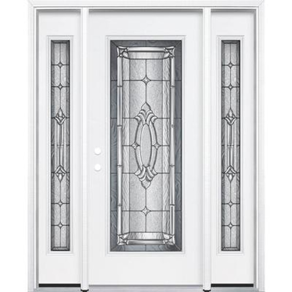 69''x80''x6 9/16'' Providence Antique Black Full Lite Right Hand Entry Door with Brickmould