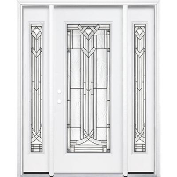 67''x80''x4 9/16'' Chatham Antique Black Full Lite Right Hand Entry Door with Brickmould