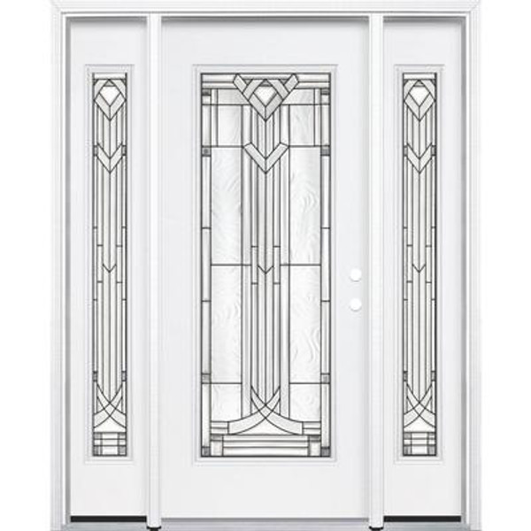 69''x80''x6 9/16'' Chatham Antique Black Full Lite Left Hand Entry Door with Brickmould