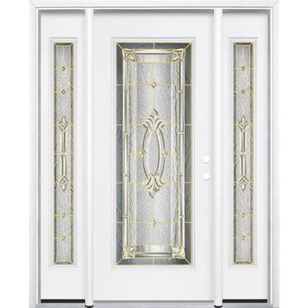 69''x80''x4 9/16'' Providence Brass Full Lite Left Hand Entry Door with Brickmould