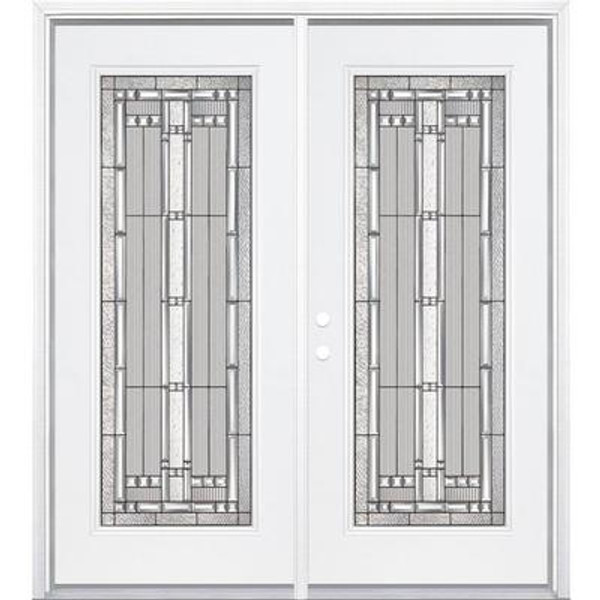 64''x80''x4 9/16'' Elmhurst Antique Black Camber Full Lite Right Hand Entry Door with Brickmould