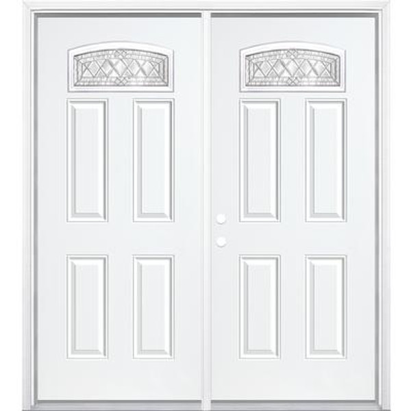 64''x80''x6 9/16'' Halifax Nickel Camber Fan Lite Right Hand Entry Door with Brickmould