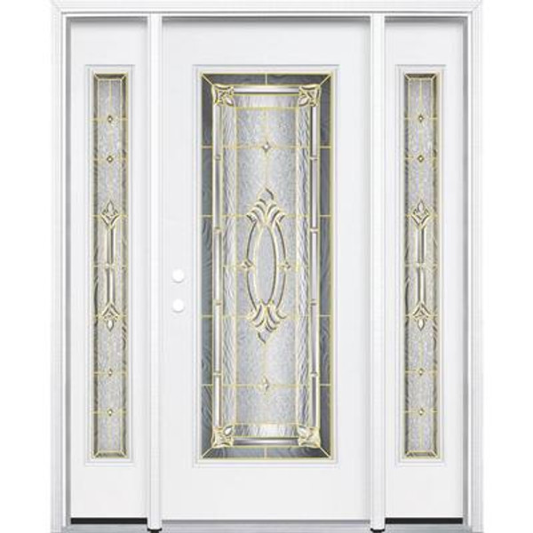 67''x80''x6 9/16''Providence Brass Full Lite Right Hand Entry Door with Brickmould