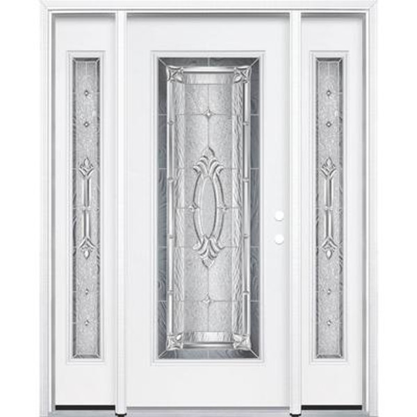 67''x80''x6 9/16'' Providence Nickel Full Lite Left Hand Entry Door with Brickmould