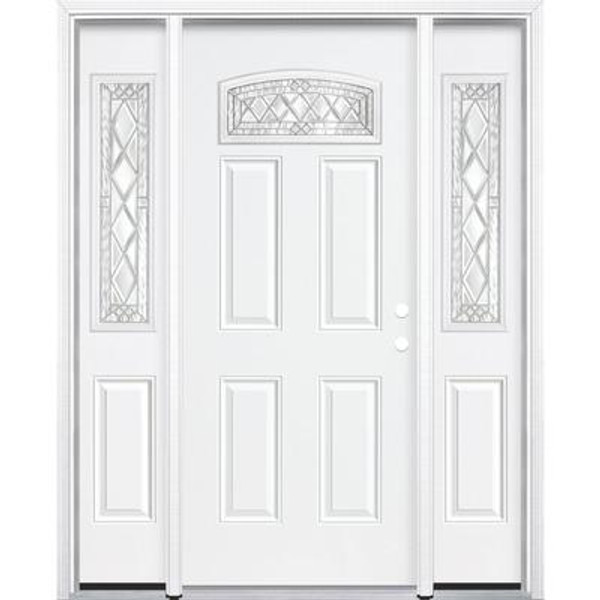 69''x80''x6 9/16'' Halifax Nickel Camber Fan Lite Left Hand Entry Door with Brickmould