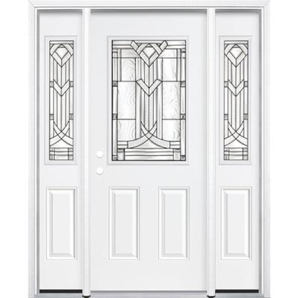 65''x80''x6 9/16'' Chatham Antique Black Half Lite Right Hand Entry Door with Brickmould