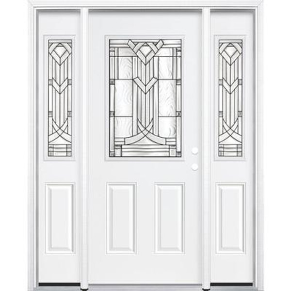 67''x80''x6 9/16'' Chatham Antique Black Half Lite Left Hand Entry Door with Brickmould
