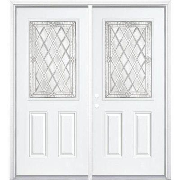 64''x80''x4 9/16'' Halifax Nickel Half Lite Right Hand Entry Door with Brickmould