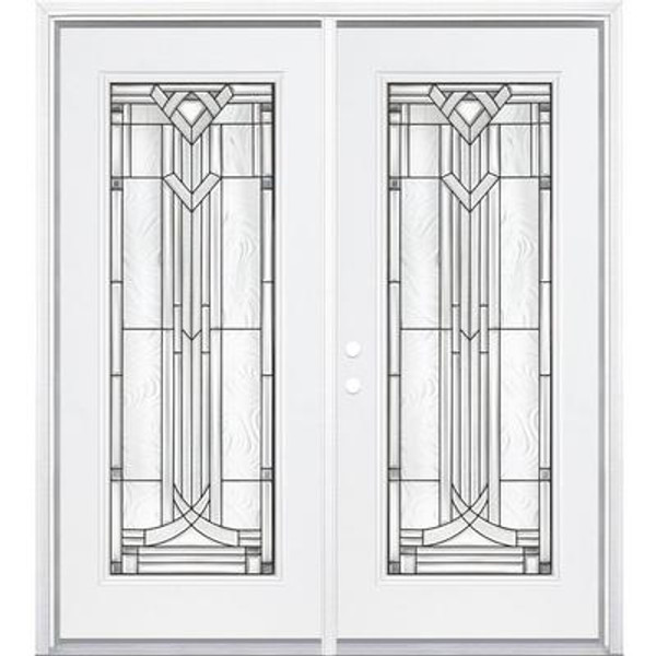 64''x80''x6 9/16'' Chatham Antique Black Full Lite Right Hand Entry Door with Brickmould
