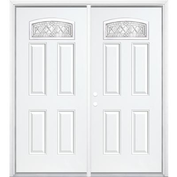68''x80''x6 9/16'' Halifax Nickel Camber Fan Lite Right Hand Entry Door with Brickmould