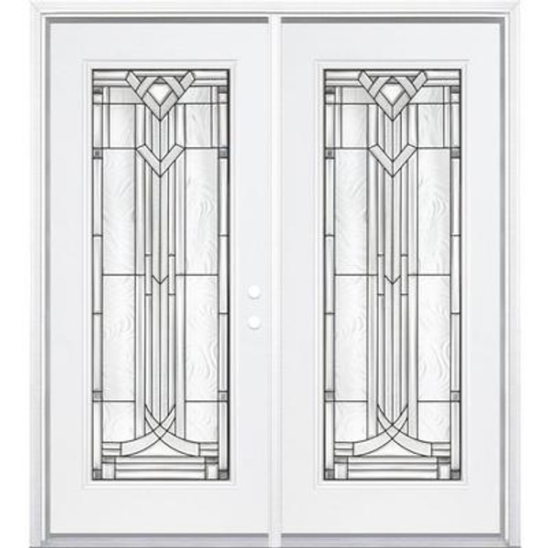 64''x80''x4 9/16'' Chatham Antique Black Full Lite Left Hand Entry Door with Brickmould