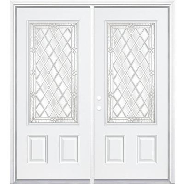 72''x80''x4 9/16'' Halifax Nickel 3/4 Lite Right Hand Entry Door with Brickmould