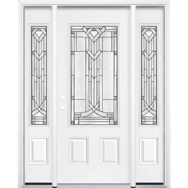 67''x80''x6 9/16'' Chatham Antique Black 3/4 Lite Right Hand Entry Door with Brickmould