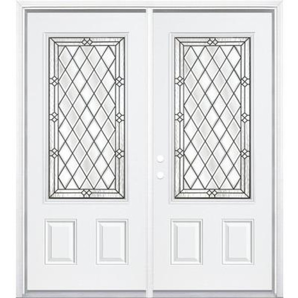 68''x80''x4 9/16'' Halifax Antique Black 3/4 Lite Right Hand Entry Door with Brickmould