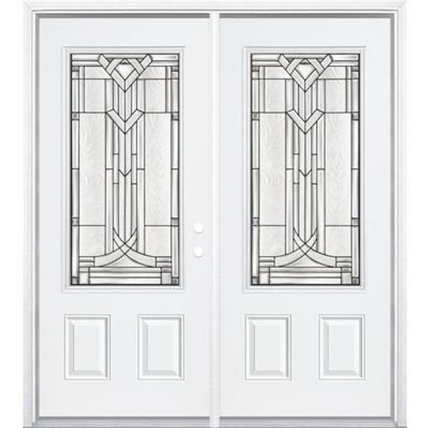72''x80''x4 9/16'' Chatham Antique Black 3/4 Lite Left Hand Entry Door with Brickmould