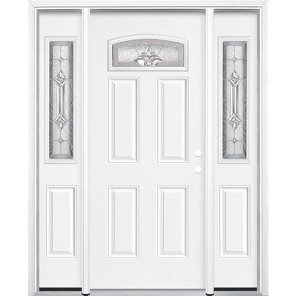 69''x80''x6 9/16'' Providence Nickel Camber Fan Lite Left Hand Entry Door with Brickmould