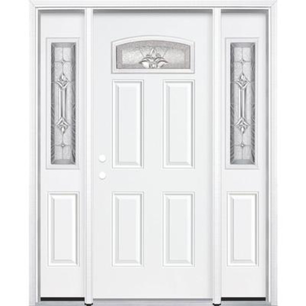 67''x80''x6 9/16'' Providence Nickel Camber Fan Lite Right Hand Entry Door with Brickmould