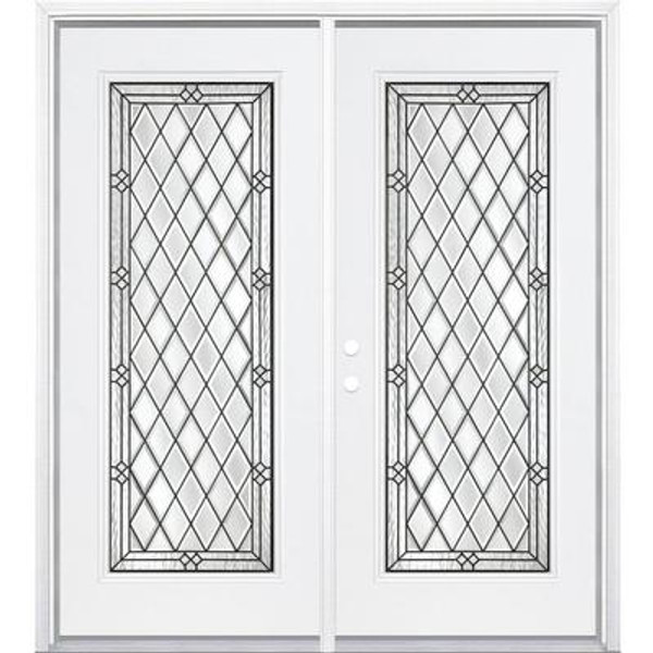 72''x80''x4 9/16'' Halifax Antique Black Full Lite Right Hand Entry Door with Brickmould