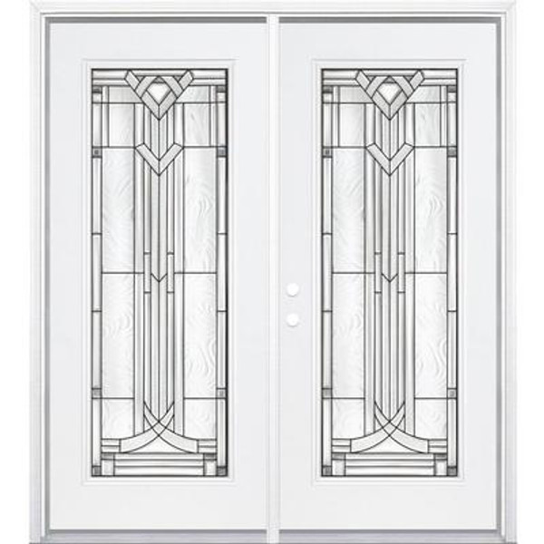 72''x80''x4 9/16'' Chatham Antique Black Full Lite Right Hand Entry Door with Brickmould