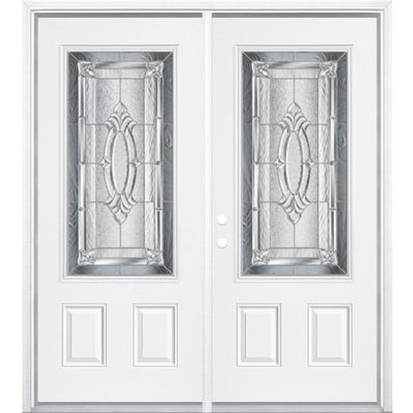 64''x80''x4 9/16'' Providence Nickel 3/4 Lite Right Hand Entry Door with Brickmould