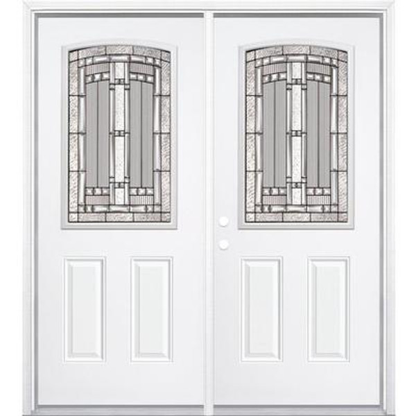 68''x80''x6 9/16'' Elmhurst Antique Black Camber Half Lite Right Hand Entry Door with Brickmould