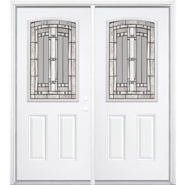 68''x80''x6 9/16'' Elmhurst Antique Black Camber Half Lite Left Hand Entry Door with Brickmould