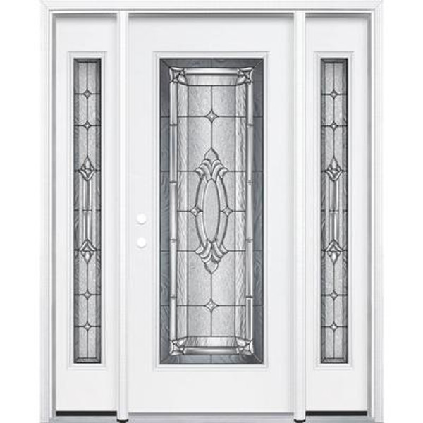 65''x80''x4 9/16'' Providence Antique Black Full Lite Right Hand Entry Door with Brickmould