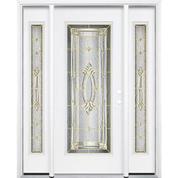 67''x80''x6 9/16'' Providence Brass Full Lite Left Hand Entry Door with Brickmould