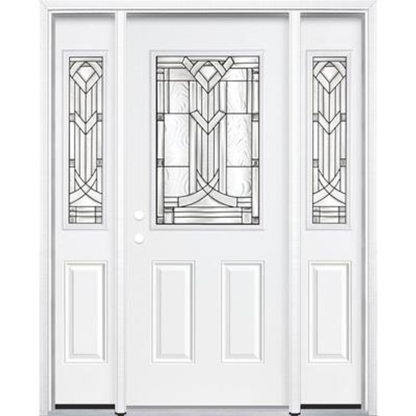 67''x80''x4 9/16'' Chatham Antique Black Half Lite Right Hand Entry Door with Brickmould