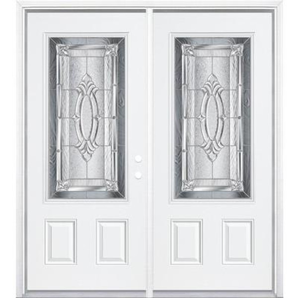 64''x80''x6 9/16'' Providence Nickel 3/4 Lite Left Hand Entry Door with Brickmould