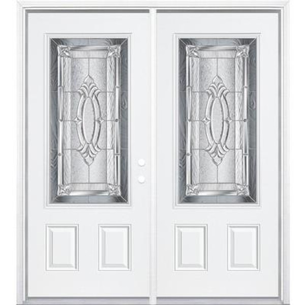 72''x80''x4 9/16'' Providence Nickel 3/4 Lite Left Hand Entry Door with Brickmould