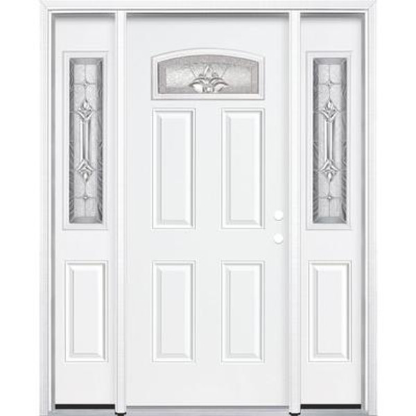 67''x80''x4 9/16'' Providence Nickel Camber Fan Lite Left Hand Entry Door with Brickmould