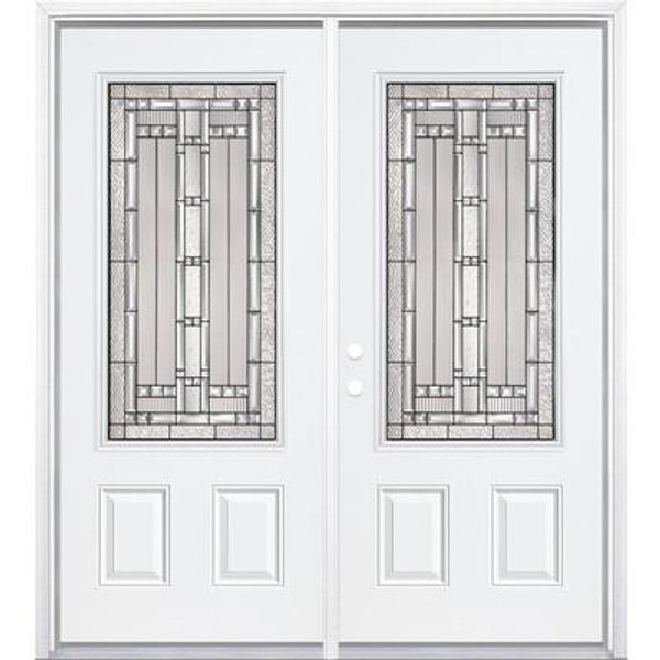 68''x80''x4 9/16'' Elmhurst Antique Black 3/4 Lite Right Hand Entry Door with Brickmould