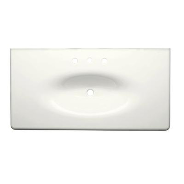 Iron/Impressions 43 Inch Cast Iron One-Piece Surface And Integrated Lavatory in White