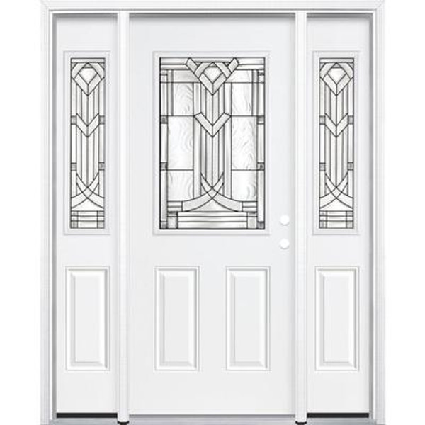 69''x80''x6 9/16'' Chatham Antique Black Half Lite Left Hand Entry Door with Brickmould