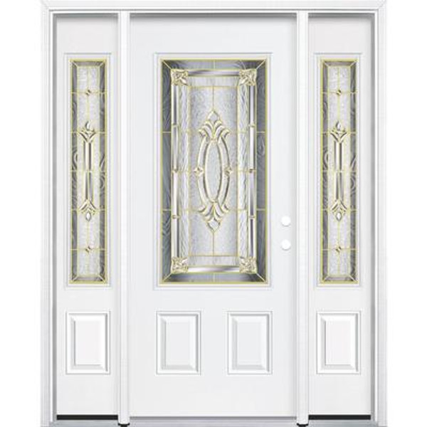 65''x80''x4 9/16'' Providence Brass 3/4 Lite Left Hand Entry Door with Brickmould